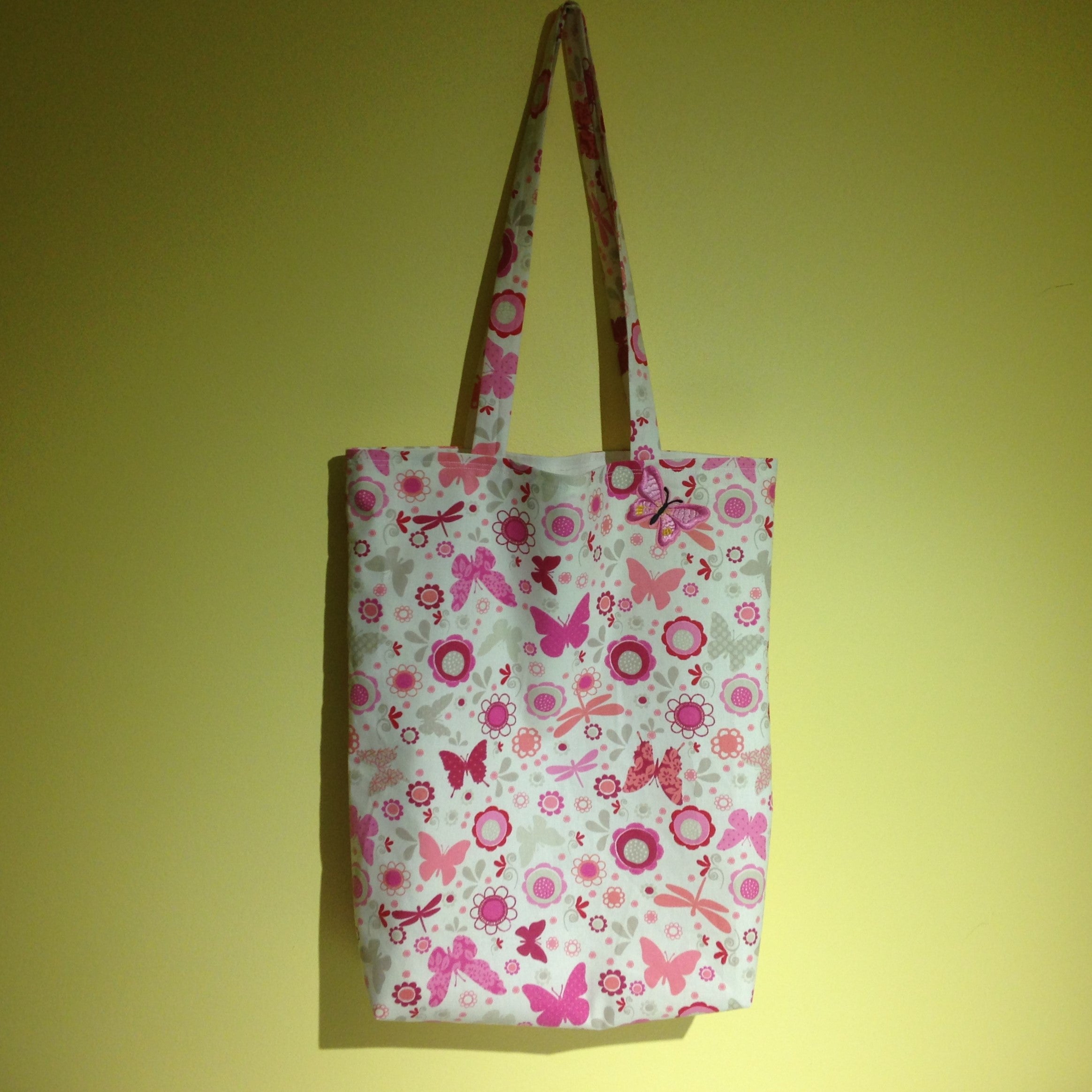 Sac / Tote-Bag - Modèle Rose Papillons