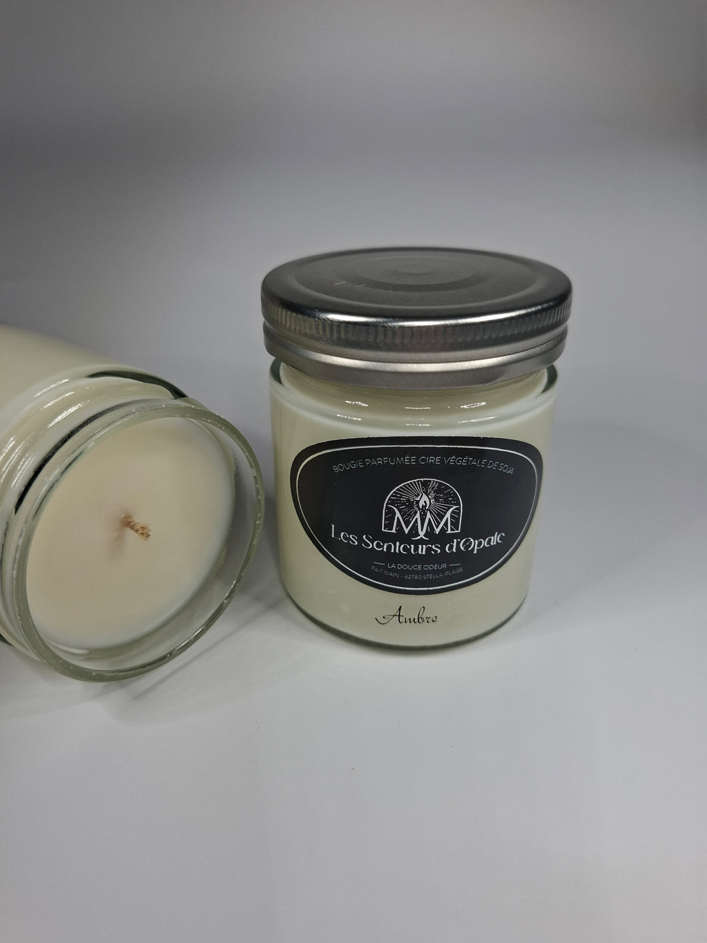 Bougie parfumée AMBRE cire végétale de Soja, 150gr