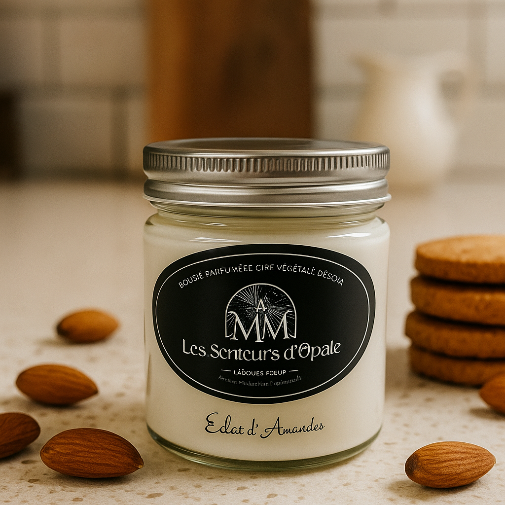 Bougie parfumée ECLAT D'AMANDE cire végétale soja, 150gr