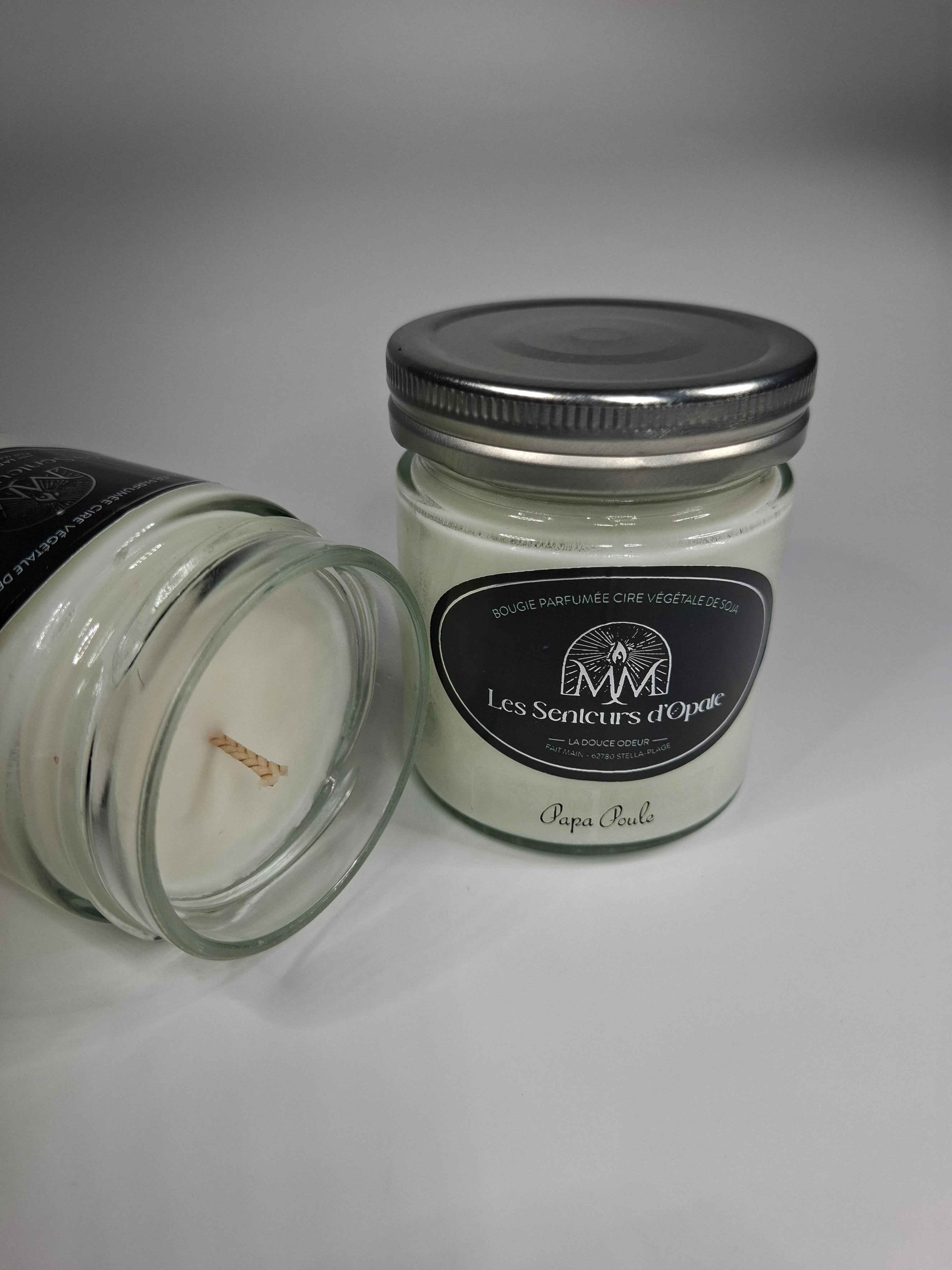 Bougie parfumée PAPA POULE, Cire végétale de Soja, 150gr