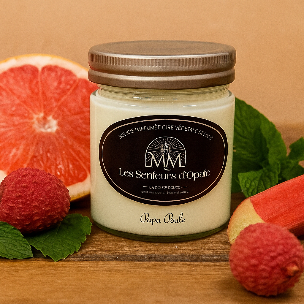 Bougie parfumée PAPA POULE, Cire végétale de Soja, 150gr