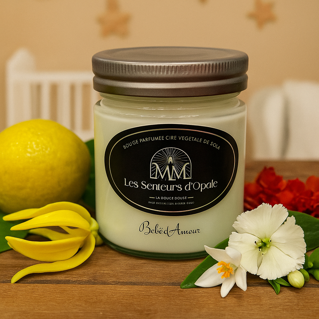 Bougie Parfumée Bébé d'amour, Cire végétale de Soja, 150gr