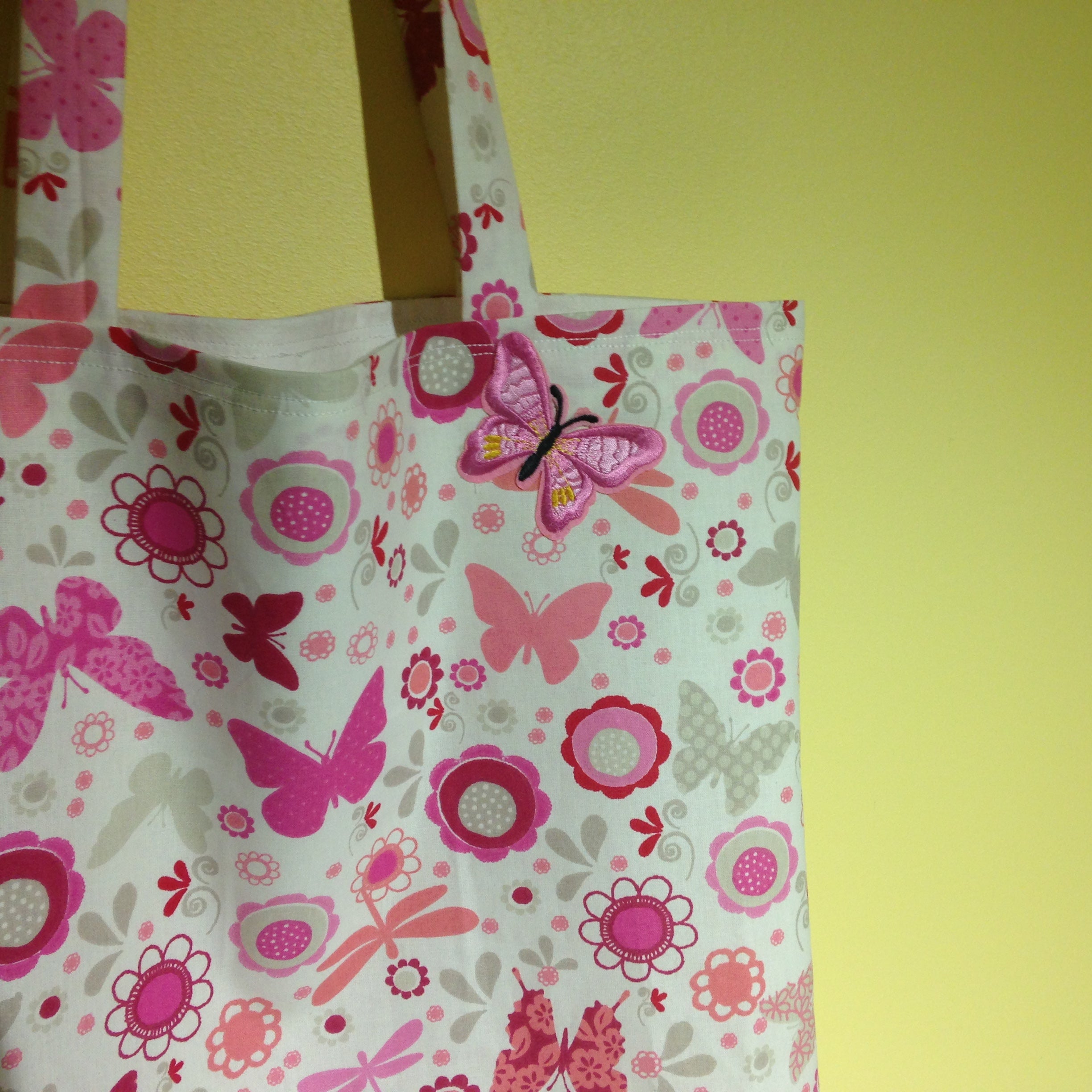 Sac / Tote-Bag - Modèle Rose Papillons